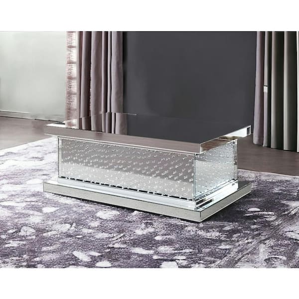 HomeRoots 47 in. Silver Rectangle Glass Coffee Table