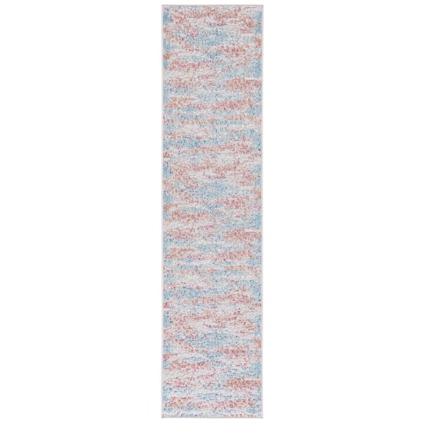 Cabana Aqua/Pink 2 ft. x 9 ft. High-Low Abstract Indoor/Outdoor Runner Rug
