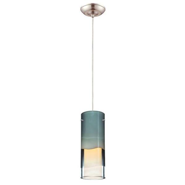 Philips Capri 1-Light Satin Nickel LED Hanging Pendant with Smoky and Etched Glass