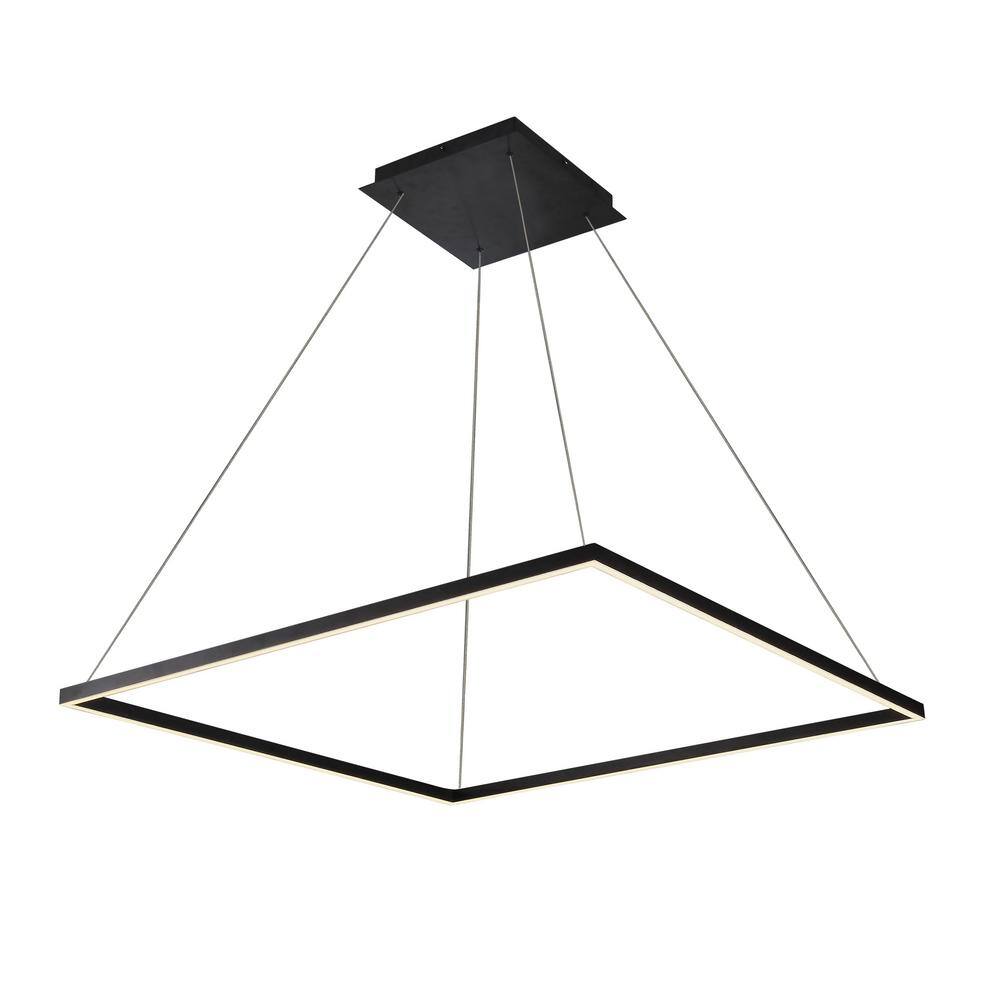 Black Square LED Chandelier with Adjustable Height