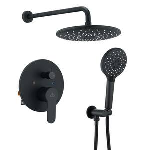 3-Spray Patterns with 2.5 GPM 10 in. Round Wall Mount Dual Shower Heads in Spot Resist Matte Black