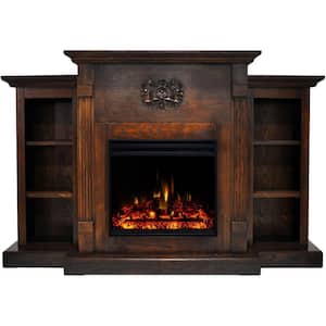 Classic 72.3 in. Freestanding Electric Fireplace in Walnut with Multi-Color Flames