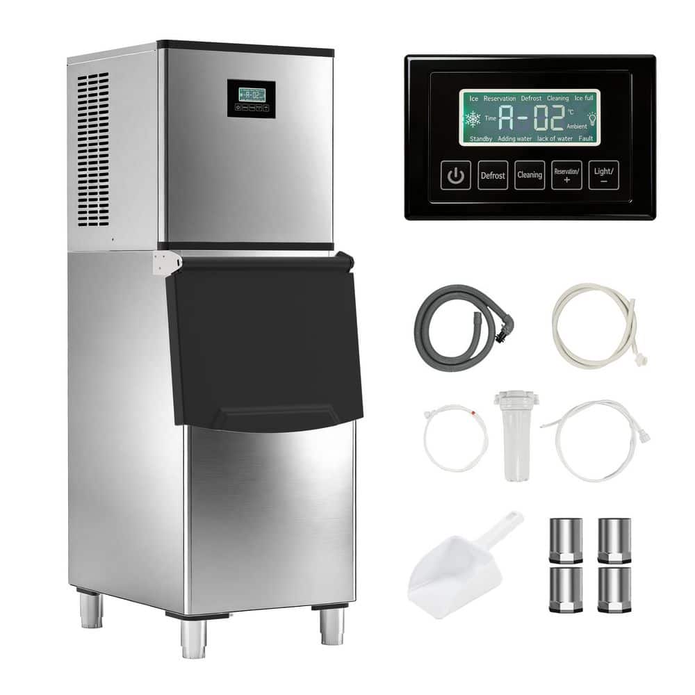 21.25 in. Freestanding Commercial Ice Maker 400 lbs./24H,Full Size Cubes, Self-Clean,in Stainless Steel,200 lbs. Storage