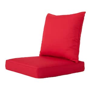 Outdoor Deep Seat Cushion Set 24x24"&22x24", Lounge Chair Loveseats Cushions for Patio Furniture Red