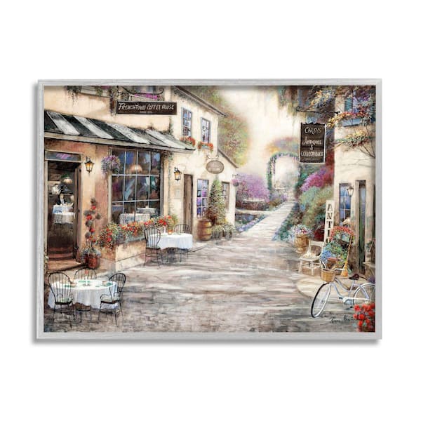 Stupell Industries Village City Architecture Bistro Scene By Ruane Manning Framed Print Architecture Texturized Art 24 in. x 30 in.