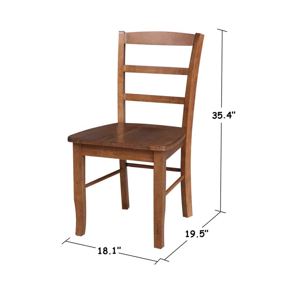 Distressed Oak 42" Drop Leaf Pedestal Dining Table with 2 Ladder Back Chairs