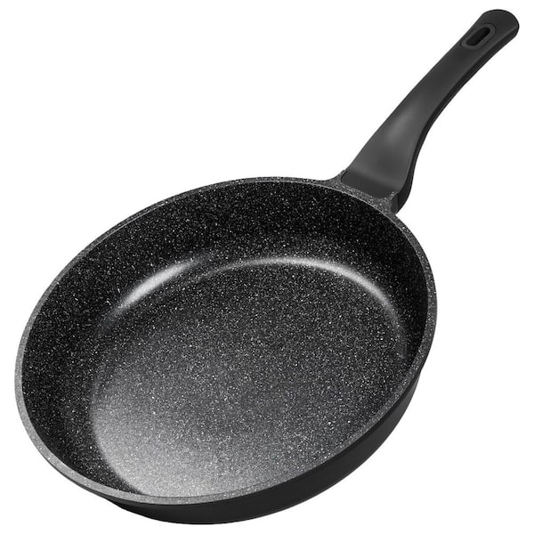 Black 12 in. Aluminum Large Frying Pans Nonstick, Large Non Stick Frying Pan, Ease of Cleaning, All Stovetops Compatible