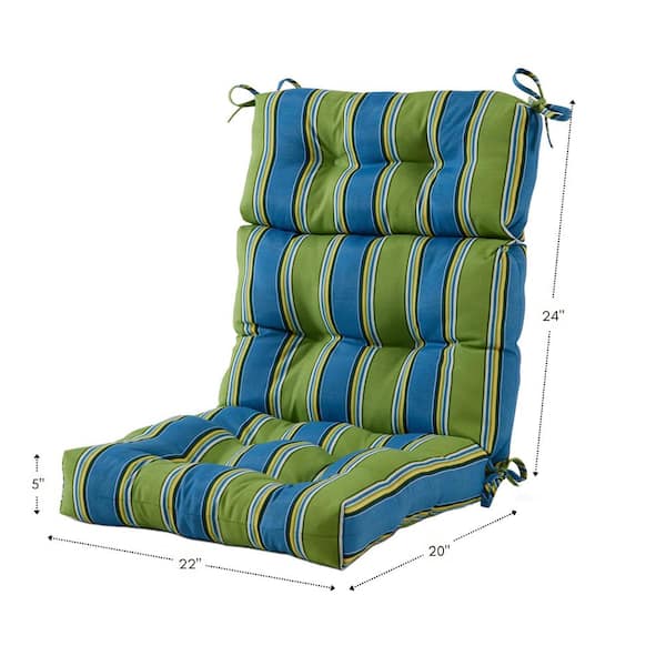 22 in. x 44 in. Outdoor High Back Dining Chair Cushion in Cayman Stripe  (2-Pack)