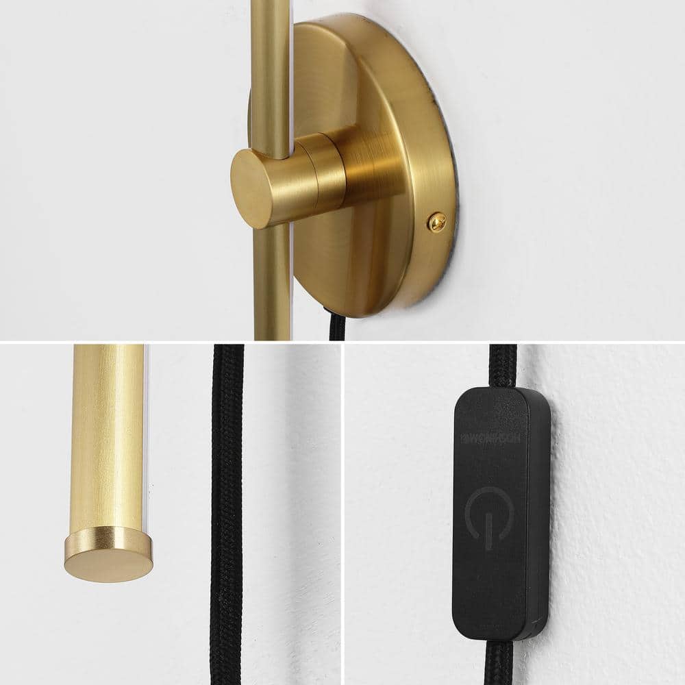 Anton 27.25" Brass Gold Modern Adjustable LED Wall Sconce
