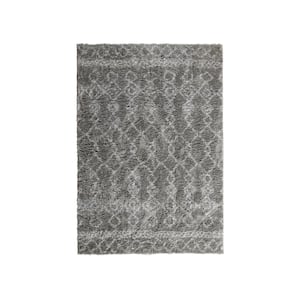 Puffy Grey/White 5 ft. x 7 ft. Polyester Area Rug
