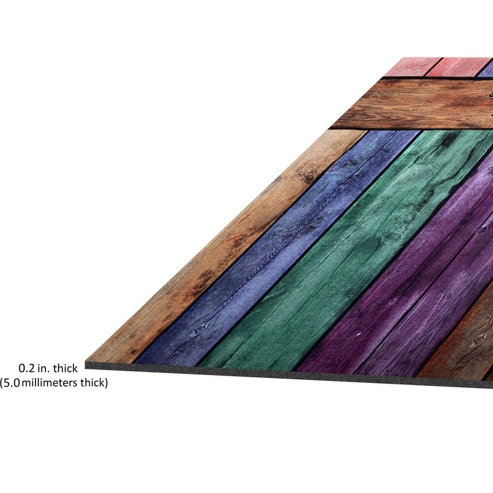 Colorful Plank Multicolor Rubber Outdoor Doormat 18" x 30"