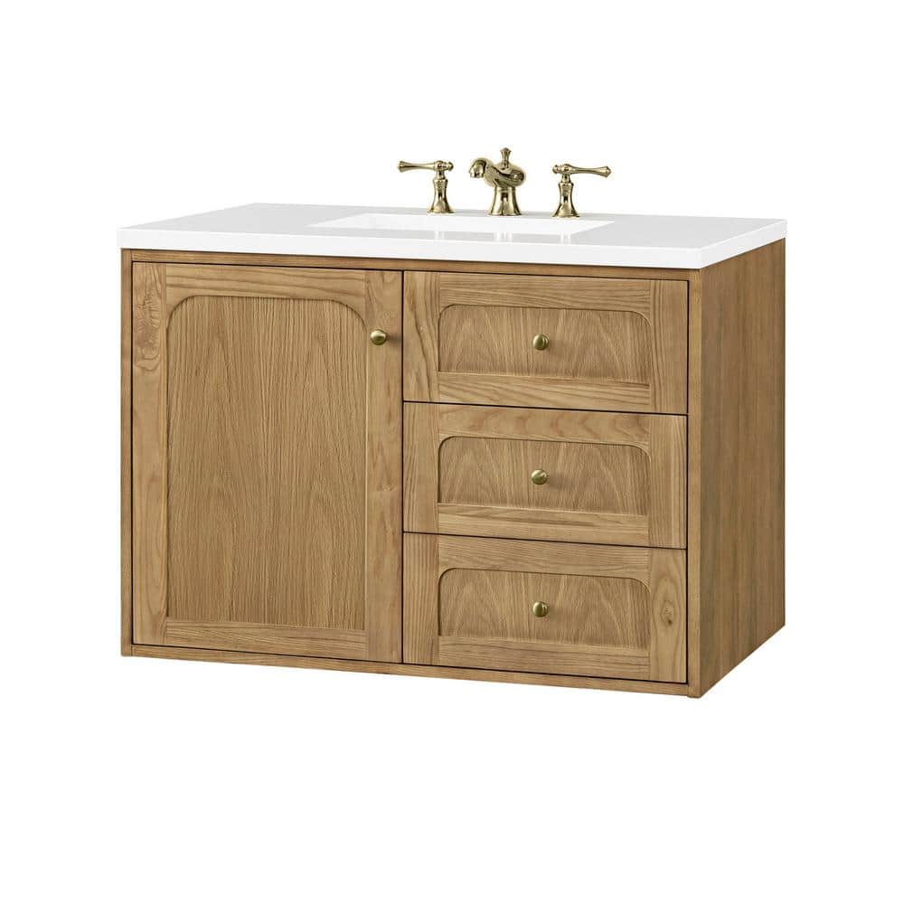 Laurent 36'' Light Natural Oak Single Vanity with Quartz Top