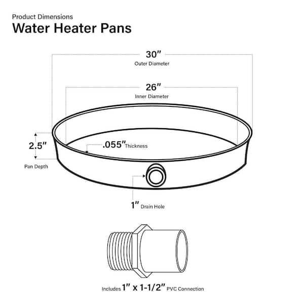 28 in. Plastic Water Heater Drain Pan