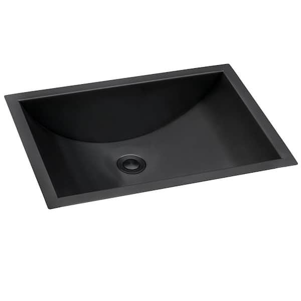 Ruvati Ariaso 16 in. Undermount Rectangular 16-Gauge Brushed Stainless Steel Bathroom Sink in Gunmetal Black