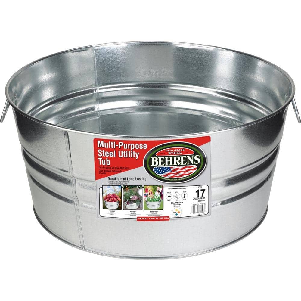 Behrens 17 Gal Galvanized Steel Round Tub 3gsx The Home Depot Behrens 17 Gal Galvanized Steel Round, Galvanized Round Tub