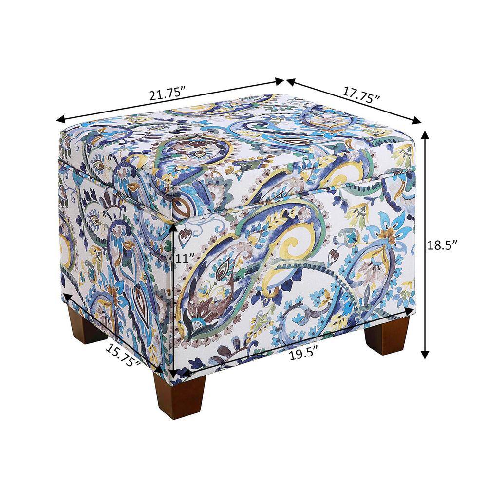 Madison 18'' Paisley Fabric Multi-Function Storage Ottoman