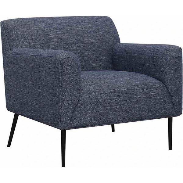 Benjara Navy and Black Woven Fabric Accent Chair with Padded Seat