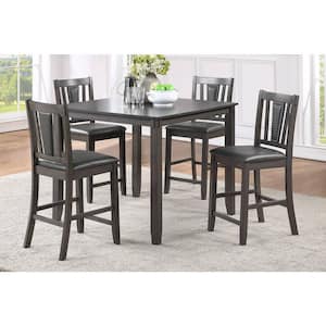 Missoula 5-Piece, Square, Walnut Wood Top, Counter Height Dining Room Set (Seats 4)