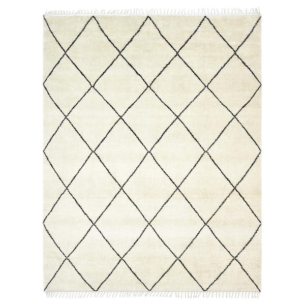 Solo Rugs Wallis Bohemian Moroccan Parchment 9 ft. x 12 ft. Hand-Knotted Area Rug