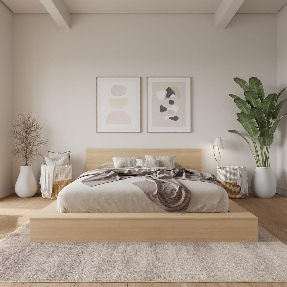 Kanso Black Frame Queen Size Low Profile Platform Bed Set - thumbnail 5