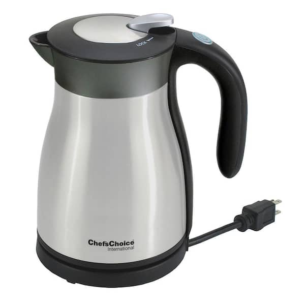 Chef'sChoice 6-Cup Black Stainless Steel Electric Kettle with Automatic Shut-Off