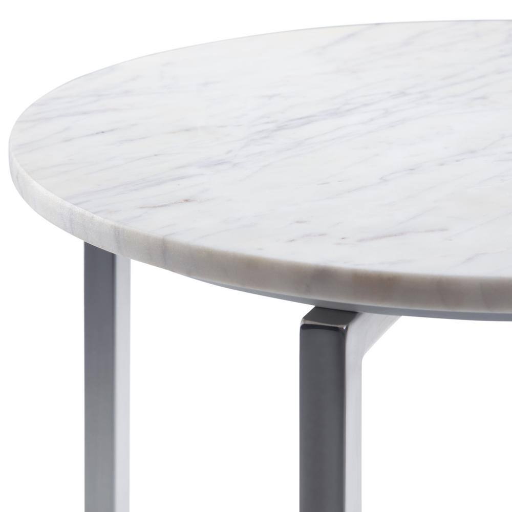 Marsden 18'' White Marble and Chrome Metal Side Table