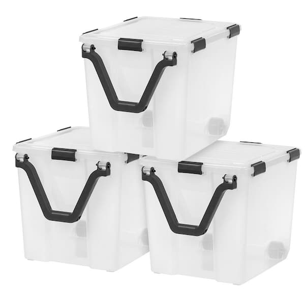 IRIS USA 106 QT. Plastic Storage Bins with Weatherproof Latched Lids and Pull Handle (3-Pack)