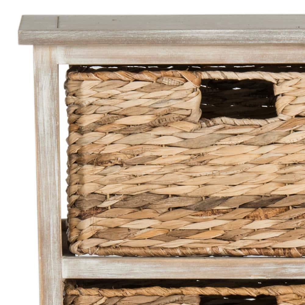 Vintage White 6-Basket Wicker Storage Chest