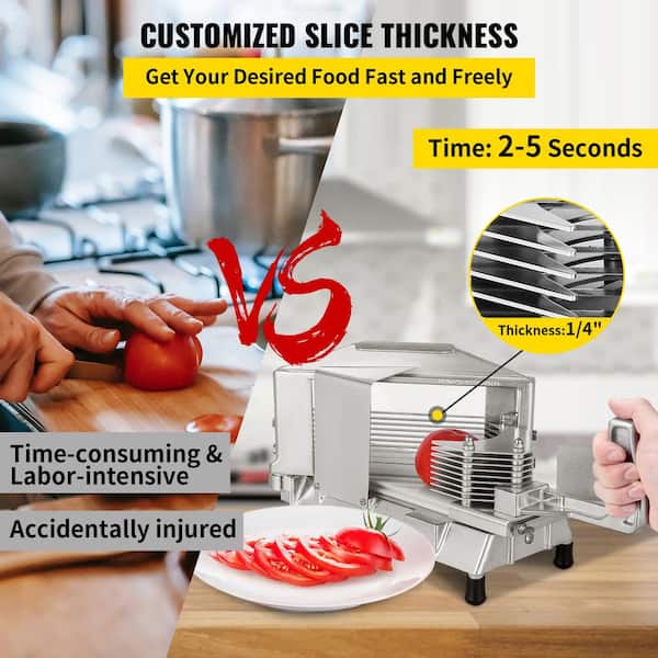 VEVOR Commercial Vegetable Fruit Dicer 1/4 in. Blade Onion Cutter Heavy Duty Stainless Steel Chopper Tomato Slicer with Tray