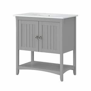 Salinas 31.89 in. W x 18.31 in. D x 34.06 in. H Single Sink Bath Vanity in Cape Cod Gray with White Wood Top