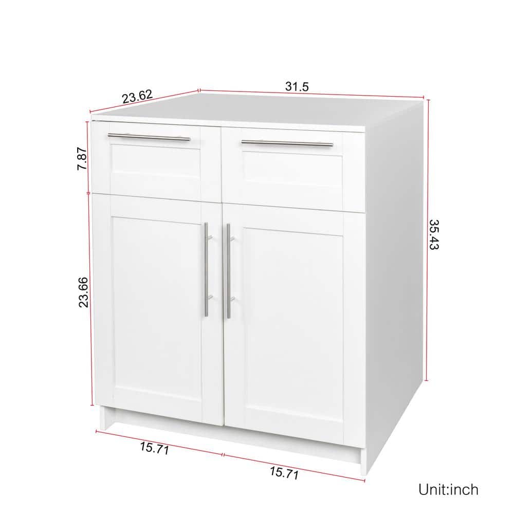 31.5 in. W x 23.62 in. D x 35.43 in. H White Bathroom Storage Linen Cabinet
