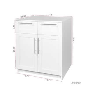 31.5 in. W x 23.62 in. D x 35.43 in. H White Bathroom Storage Linen Cabinet with 2-Drawers