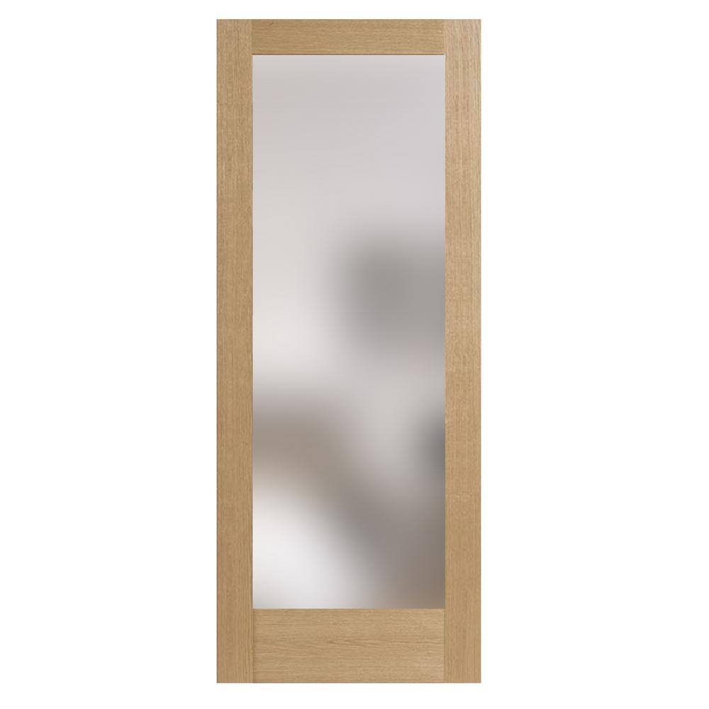 28 in. x 80 in. Right-Handed Satin Glass White Oak Interior Door