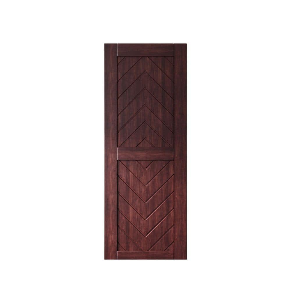 JT2 26 in. x 80 in. C-Panel Solid Core Red Mahogany Fishbone Design Pine Wood Interior Sliding Barn Door Slab price history on PriceWatchPro