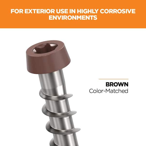 #10 2-1/2 in. 316 Stainless Steel Star Drive Brown Composite Deck Screws (1750-Count)