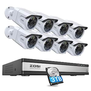 4K 8MP 16-Channel PoE 3TB NVR Security Camera System with 8 Wired Spotlight Cameras, Color Night Vision, Audio Recording