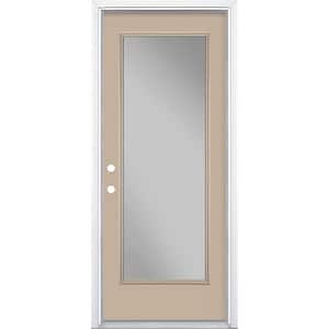 32 in. x 80 in. Right-Hand Clear Full Lite Canyon View Painted Fiberglass Prehung Front Door w Brickmold and Vinyl Frame