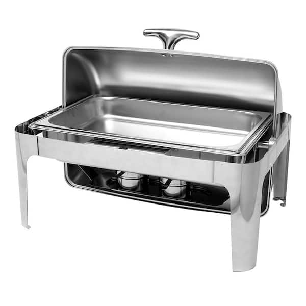 Winado 8 qt. Silver Stainless Steel Chafing Dish with Roll Top Chafer