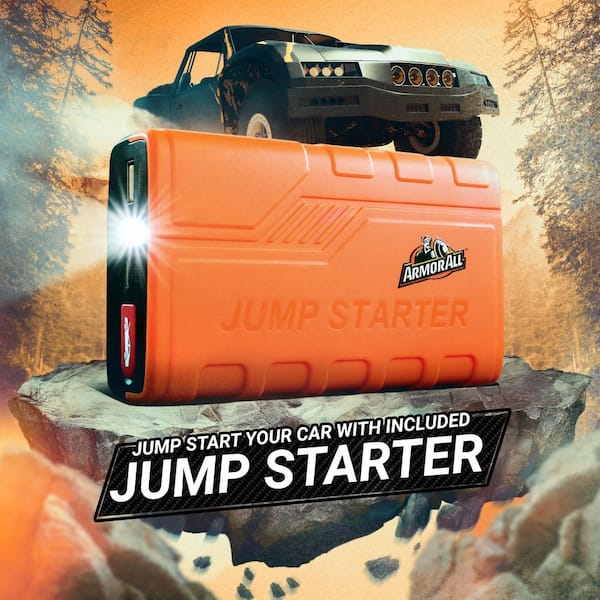 Armor All Emergency Jump Starter Power Bank Kit, 800a Peak Amps, Ultra-Bright LED Flashlight