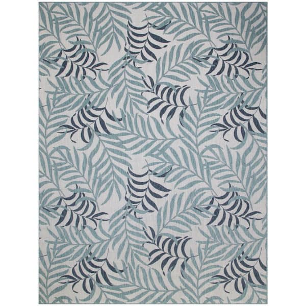 Nourison Garden Oasis Blue 8 ft. x 10 ft. Nature-inspired Contemporary Area Rug