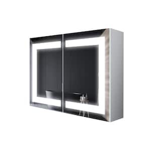 36 in. W x 24 in. H Rectangular Frameless Surface Wall Mount Medicine Cabinets with Mirrors Double Door Aluminum