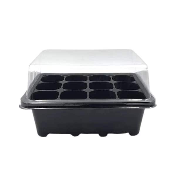 Agfabric 7.3 in. x 5.7 in. x 4.3 in. Small Plants Plastic Nursery Pots Plant Container Seed Starting Pots 12Holes Black(10-Pack)
