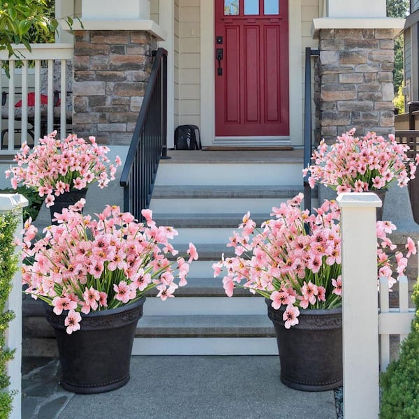 13 in. Pink 24 Bundles Artificial other Flowers for Outdoors