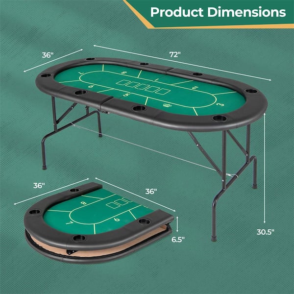 Goplus SU-11878-PN 72" Poker Table Foldable, 8 Players Card Board