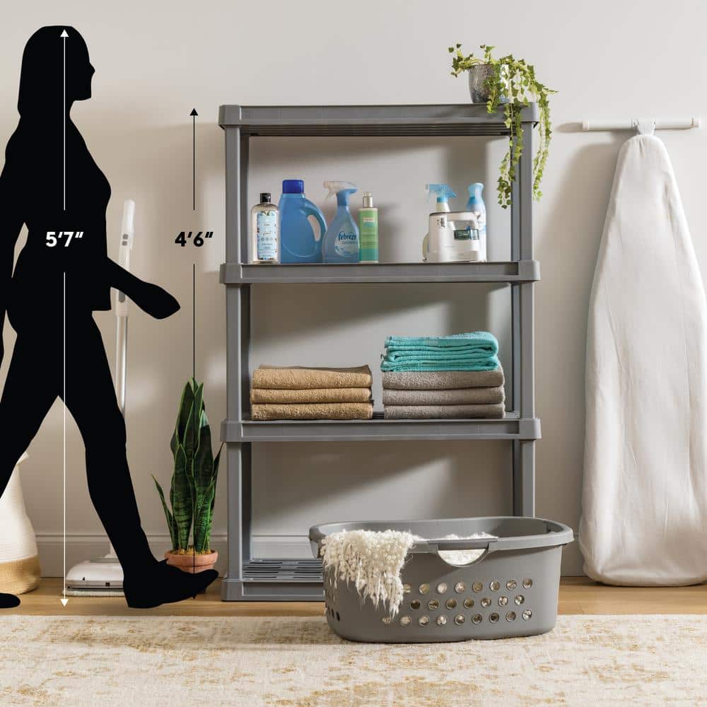 Gray 4-Tier Plastic Utility Storage Shelves