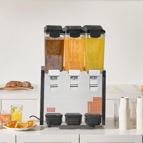 Commercial Beverage Dispenser,3 Tanks 10.6 Qt. Per Tank Juice Dispenser,440-Watt Stainless Steel Iced Tea Drink Machine