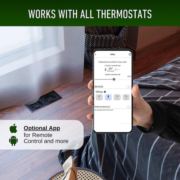 Smart Register Vent Booster Fan - 4x10&4x12- iOS & Android Apps, Room Temperature Control, 30% Energy Saving