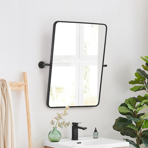 Altair Dieux 24 in.W x 32 in.H Rectangular Aluminum Framed Wall Mounted Bathroom Vanity Mirror in Matte Black