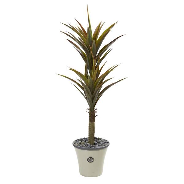 Nearly Natural 62 in. Yucca Artificial Tree in Decorative Planter