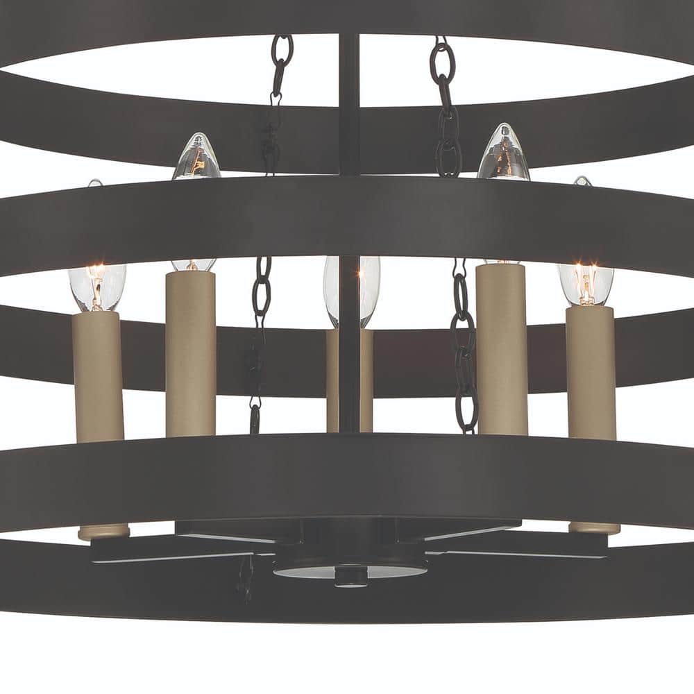 Classic Black 5-Light Candle Style Wagon Wheel Chandelier